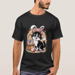 Easter Cat with Bunny Ears Cute Spring Kitty T-Shirt