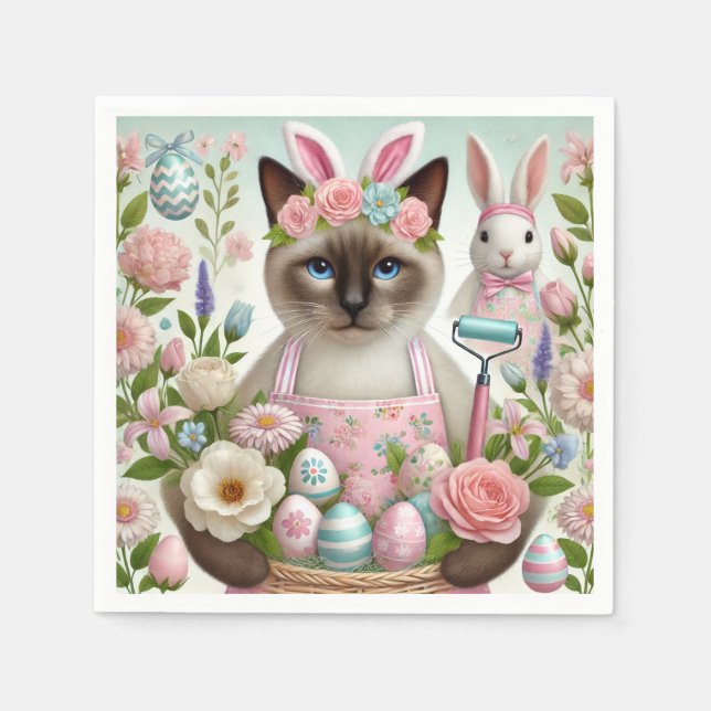 Easter cat with eggs napkin (Front)