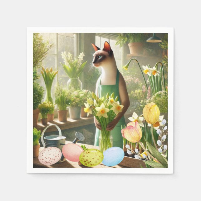 Easter cat with eggs napkins (Front)