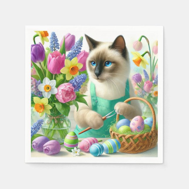 Easter cat with eggs napkins (Front)