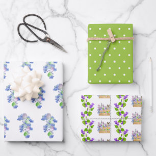 Easter Cats and Eggs in Lavender, Blue and Green Wrapping Paper Sheet