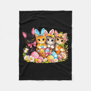Easter Cats Ears Bunny Eggs Fleece Blanket