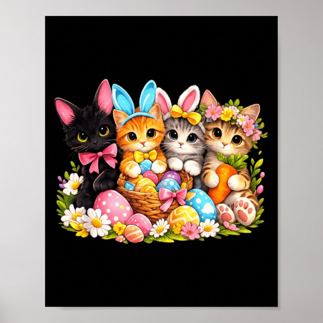 Easter Cats Ears Bunny Eggs Poster (Front)