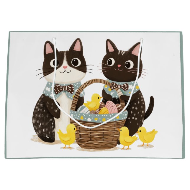 Easter Cats Easter Basket Baby Chicks Large Gift Bag (Front)