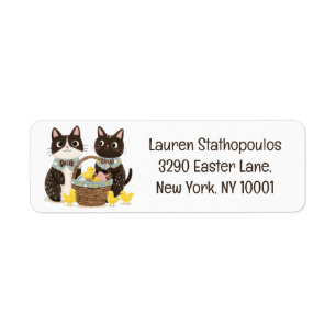 Easter Cats Easter Basket Baby Chicks Return Address Label