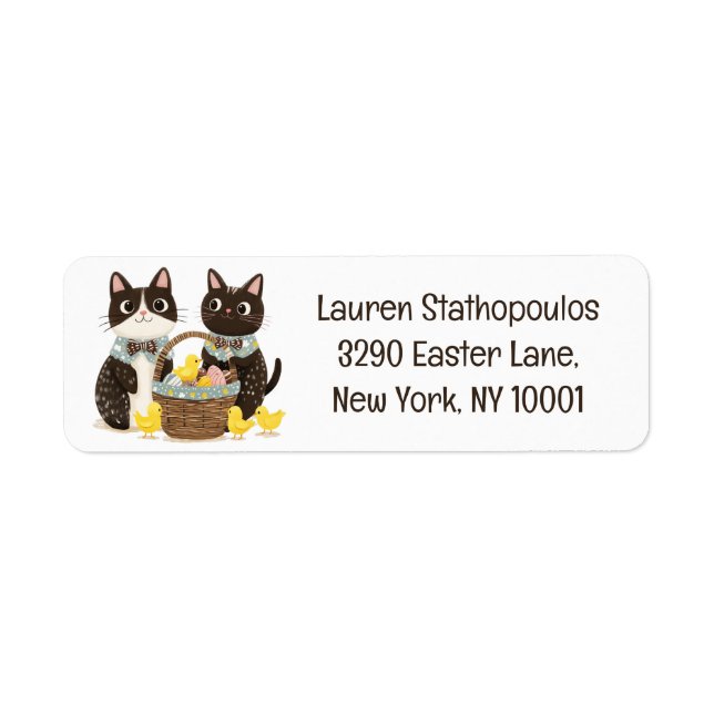 Easter Cats Easter Basket Baby Chicks Return Address Label (Front)