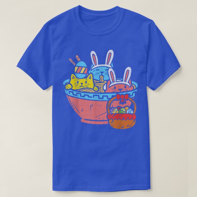 Easter Cats Ramen Bunny Ears Egg Kawaii Japanese N T-Shirt (Design Front)