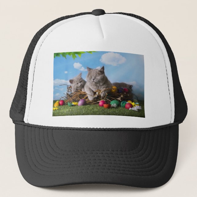 Easter Cats Trucker Hat (Front)