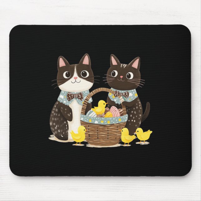 Easter Cats Yellow  Mouse Pad (Front)