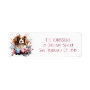 Easter Cavalier King Charles  Eggs and Flowers -   Return Address Label