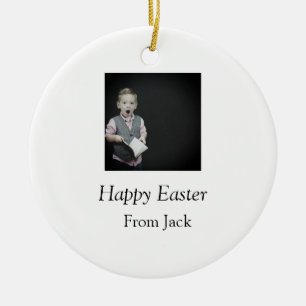 easter celebration add QR photo happy easter Ceramic Ornament