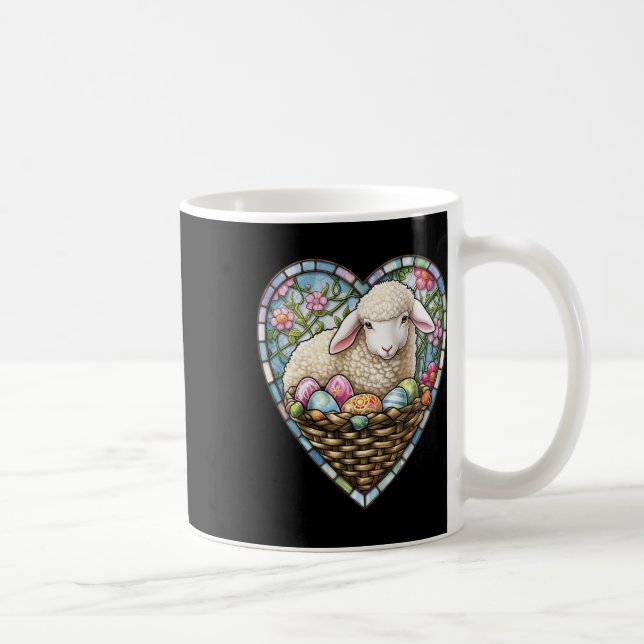 Easter Charm Lamb And Easter Eggs In Stain Gl Hear Coffee Mug (Right)