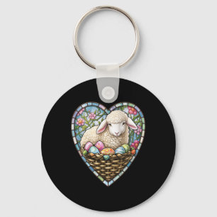 Easter Charm Lamb And Easter Eggs In Stain Gl Hear Key Ring