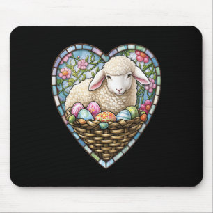 Easter Charm Lamb And Easter Eggs In Stain Gl Hear Mouse Pad