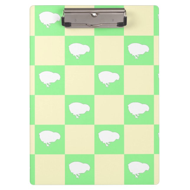 Easter Chequerboard Pattern with White Chick Motif Clipboard (Front)