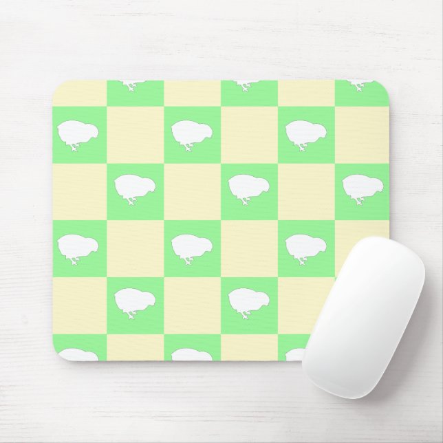 Easter Chequerboard Pattern with White Chick Motif Mouse Pad (With Mouse)