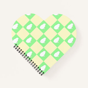 Easter Chequerboard Pattern with White Chick Motif Notebook