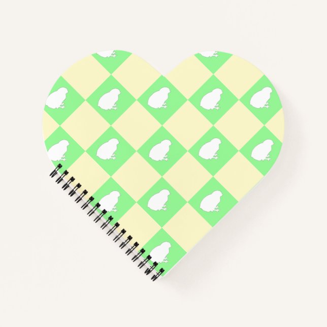 Easter Chequerboard Pattern with White Chick Motif Notebook (Front)