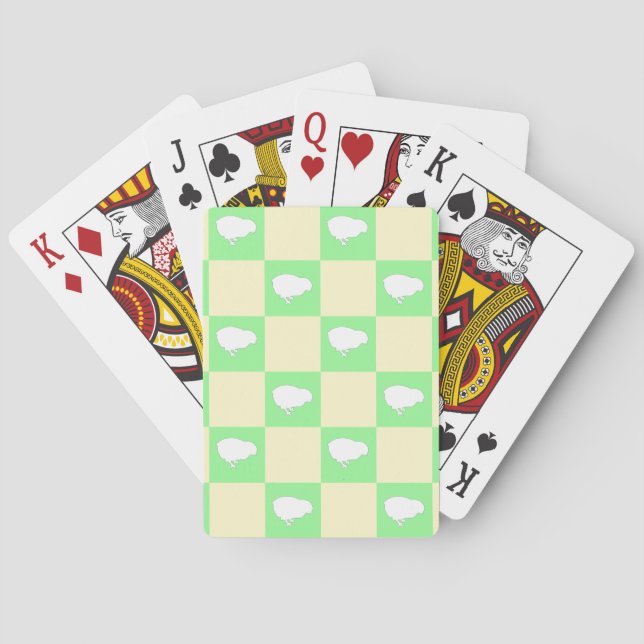 Easter Chequerboard Pattern with White Chick Motif Playing Cards (Back)