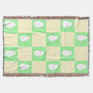 Easter Chequerboard Pattern with White Chick Motif Throw Blanket