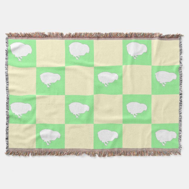 Easter Chequerboard Pattern with White Chick Motif Throw Blanket (Front)