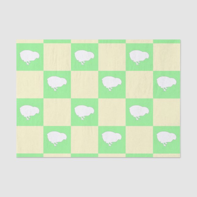 Easter Chequerboard Pattern with White Chick Motif Tissue Paper (Front)