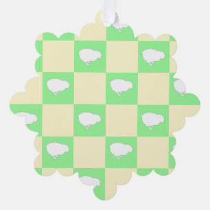 Easter Chequerboard Pattern with White Chick Motif Tree Decoration Card