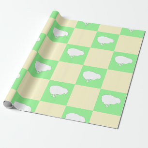 Easter Chequerboard Pattern with White Chick Motif Wrapping Paper