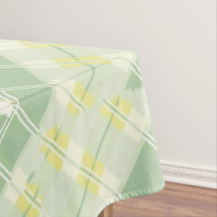 Easter Chequered Yellow Green Tartan Plaid Pattern Tablecloth
