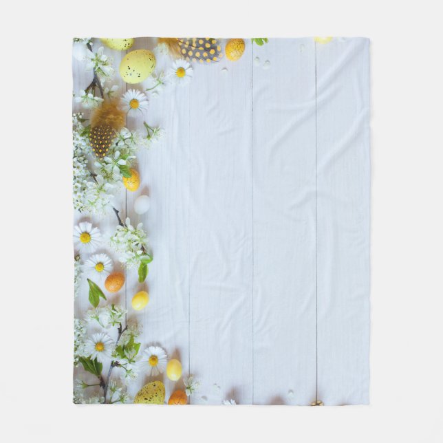 Easter Cherry Plum: Yellow Eggs. Fleece Blanket (Front)