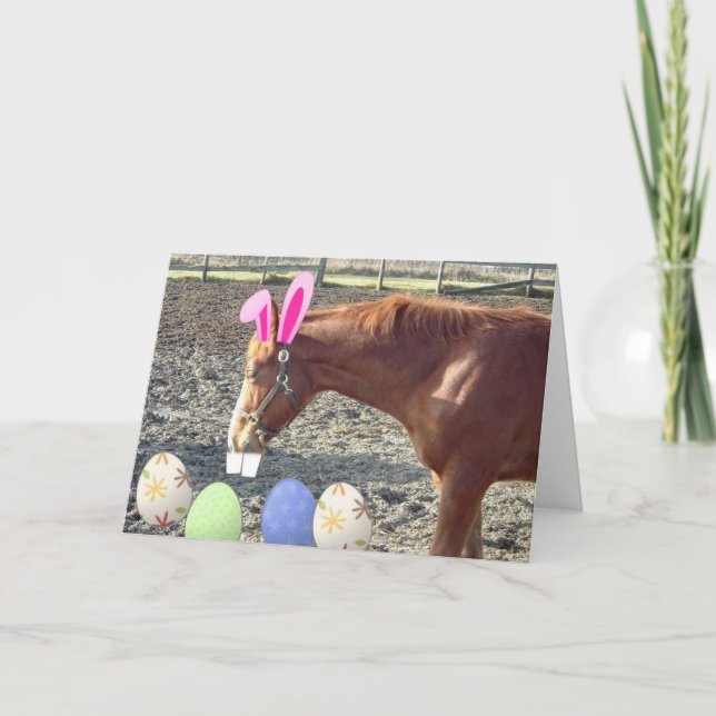 Easter Chestnut Horse Holiday Card (Front)