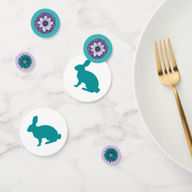 Easter Chic: Teal Bunny Floral Confetti (Group)