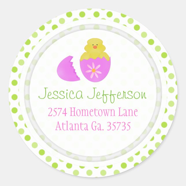 Easter Chick And Polka-dot Address Stickers (Front)