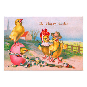 Easter Chick Coloured Egg Cotton Photo Print