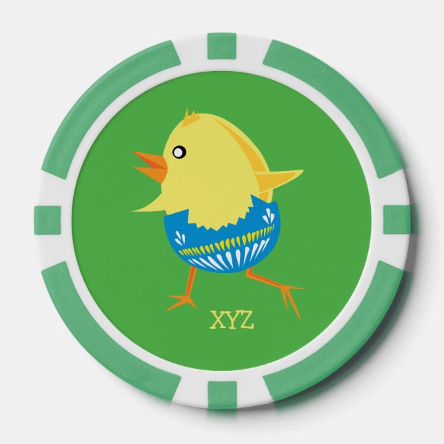 Easter Chick custom poker chips (Front)