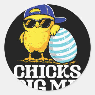 Easter Chick Dig Me Cool Chicken Sungles Men Boys Classic Round Sticker