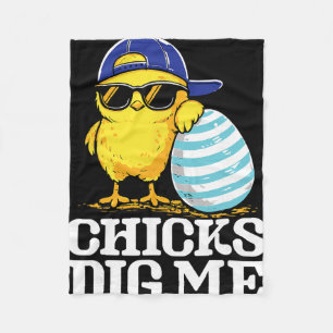Easter Chick Dig Me Cool Chicken Sungles Men Boys  Fleece Blanket