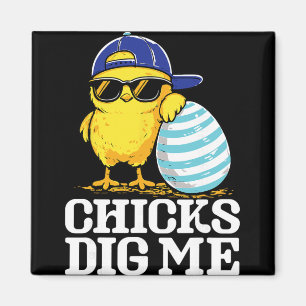 Easter Chick Dig Me Cool Chicken Sungles Men Boys Magnet
