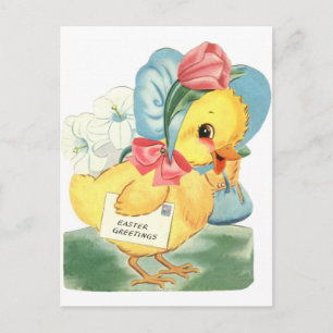Easter Chick Greetings Holiday Postcard