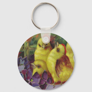 Easter Chick Greetings Key Ring