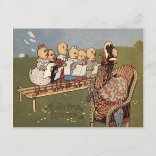 Easter Chick Hen Choir Holiday Postcard