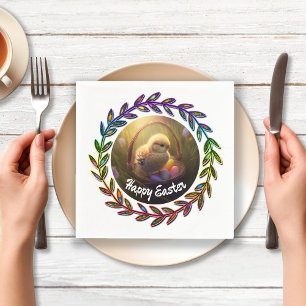 Easter Chick In An Egg Basket Napkin