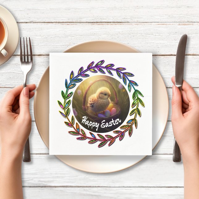 Easter Chick In An Egg Basket  Napkin (Creator Uploaded)