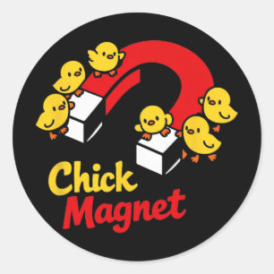 Easter Chick Magnet Funny Chicken Pun Graphic _1 Classic Round Sticker
