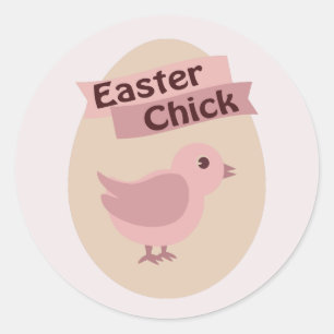 Easter Chick Pink Classic Round Sticker