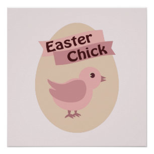Easter Chick Pink Poster