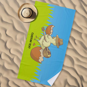 Easter Chick with Bouzouki Beach Towel