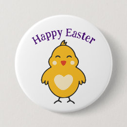 Easter Chick With Heart Button