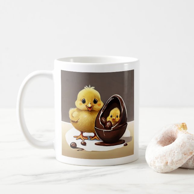 Easter Chicken and Chick Coffee Mug (With Donut)