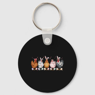 Easter Chicken Bunnies Ears Rooster Poultry Farm B Key Ring